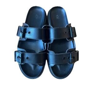 Madden NYC Black Chunky Platform Sandals Slides Buckle‎ Lug Footbed Size 8 Y2K